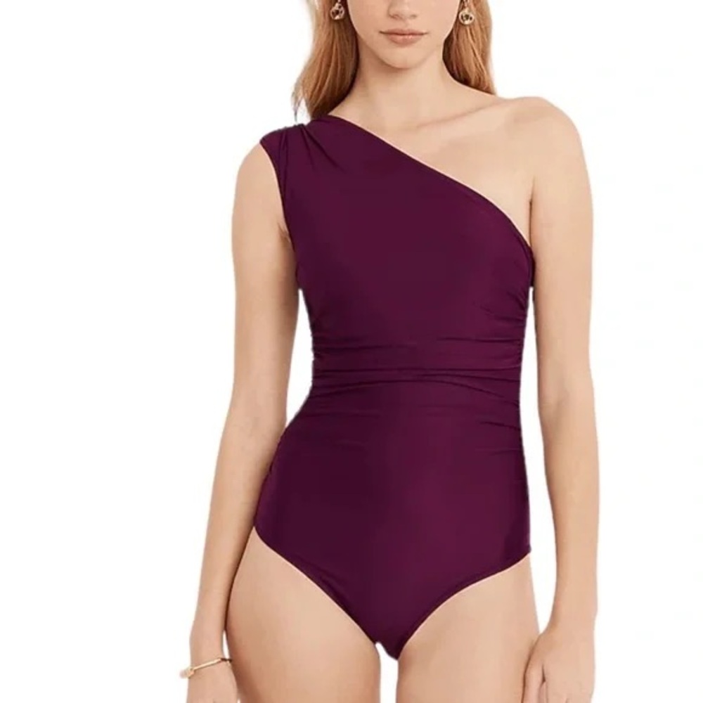 J Crew Ruched One Shoulder One Piece Swimsuit - Size 2 - Iris